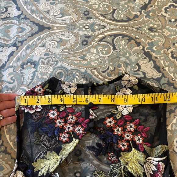 Bardot Black Embroidered Floral Sheath Dress | Mesh Overlay Cocktail - Picture 13 of 13